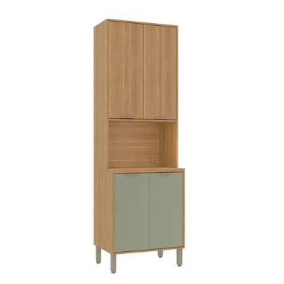 Paneleiro Colors 4 Portas 100% Mdf Freijó/Alecrim - Kits Paraná