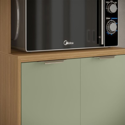 Paneleiro Colors 4 Portas 100% Mdf Freijó/Alecrim - Kits Paraná