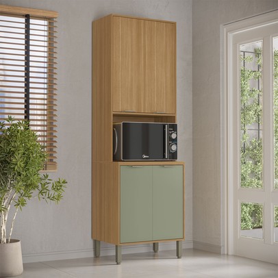 Paneleiro Colors 4 Portas 100% Mdf Freijó/Alecrim - Kits Paraná