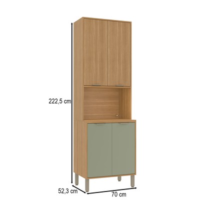 Paneleiro Colors 4 Portas 100% Mdf Freijó/Alecrim - Kits Paraná