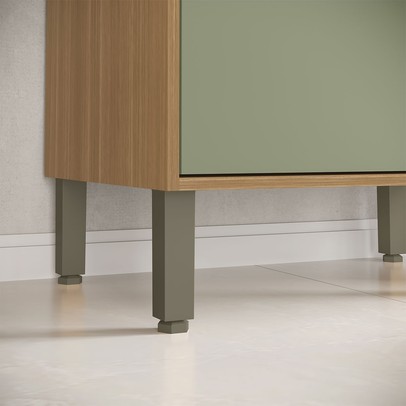 Paneleiro Colors 4 Portas 100% Mdf Freijó/Alecrim - Kits Paraná