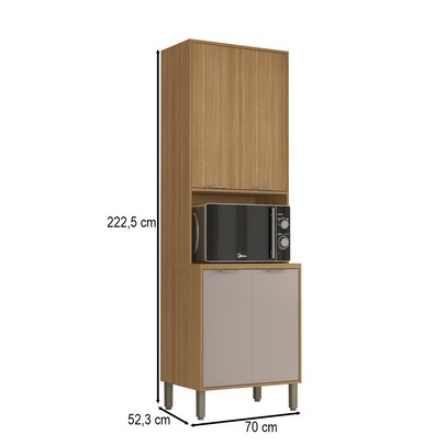 Paneleiro Colors 4 Portas 100% Mdf Freijó/Cinza Niquel - Kits Paraná