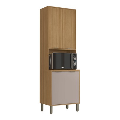 Paneleiro Colors 4 Portas 100% Mdf Freijó/Cinza Niquel - Kits Paraná