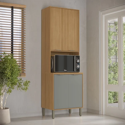 Paneleiro Colors 4 Portas 100% Mdf Freijó/Moss - Kits Paraná