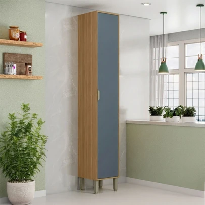 Paneleiro Colors 1 Porta 100% Mdf Freijó/Azul Secreto - Kits Paraná