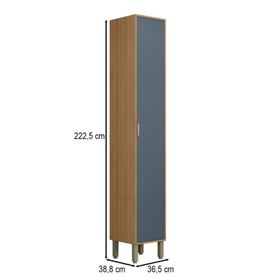 Paneleiro Colors 1 Porta 100% Mdf Freijó/Azul Secreto - Kits Paraná