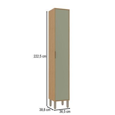 Paneleiro Colors 1 Porta 100% Mdf Freijó/Alecrim - Kits Paraná