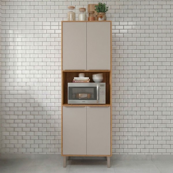 Torre Quente Brilhante 4 Portas 100% Mdf Cinamomo/Offwhite - Mgm Móveis