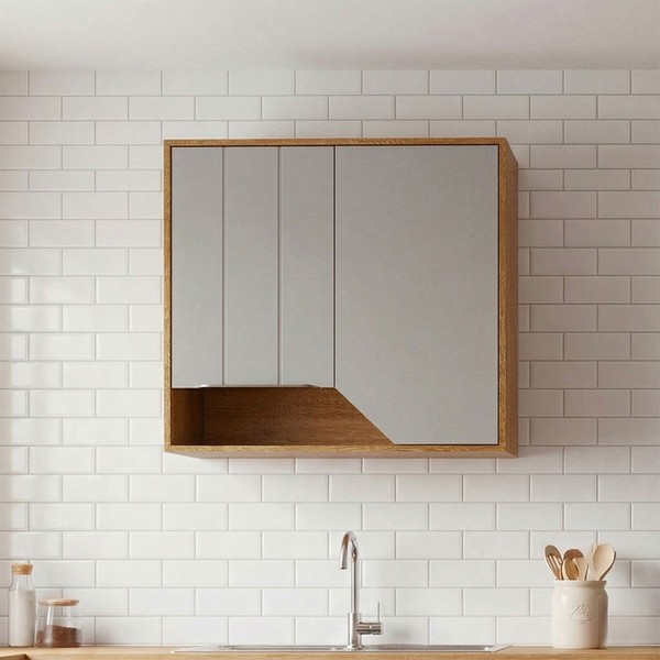 Armário Aéreo Cozinha 80 Cm Celeste 2 Portas 100% Mdf Cinamomo/Offwhite - Mgm Móveis