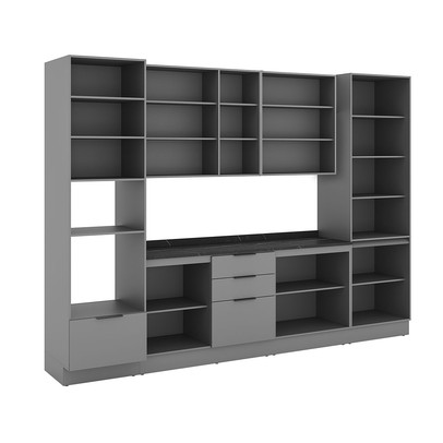 Cozinha Completa Lumina 13 Portas 4 Gavetas com Vidro 917467 Cinza/Lacca - Telasul