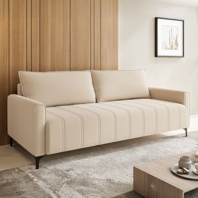 Sofá Living 3 Lugares Encanto Linho Bronze - Vian