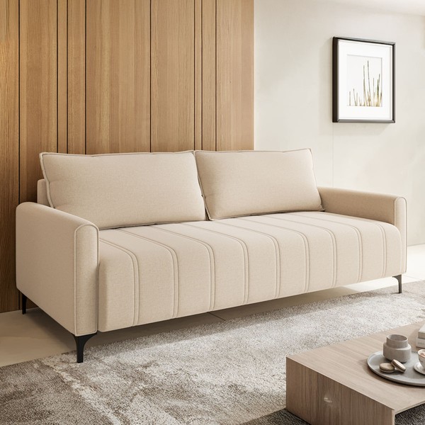 Sofá Living 3 Lugares Encanto Linho Bronze - Vian