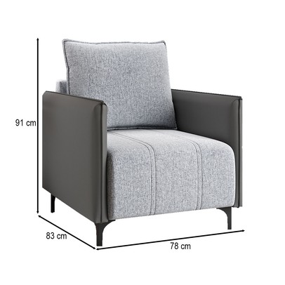 Poltrona Samy Linho Corano Inox/Chumbo - Vian