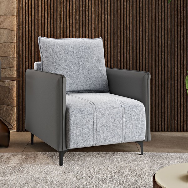 Poltrona Samy Linho Corano Inox/Chumbo - Vian