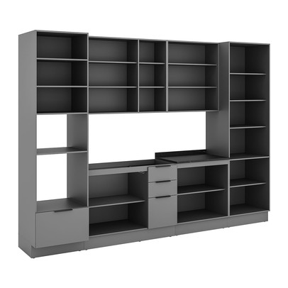 Cozinha Completa Lumina 13 Portas 4 Gavetas com Vidro 917468 Cinza/Lacca - Telasul