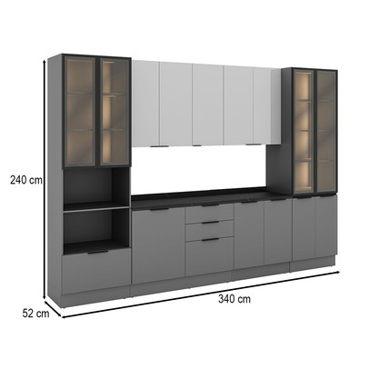 Cozinha Completa Lumina 14 Portas 4 Gavetas 917469 Cinza/Lacca - Telasul