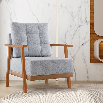 Poltrona Cary Linho Inox/Durango - Vian