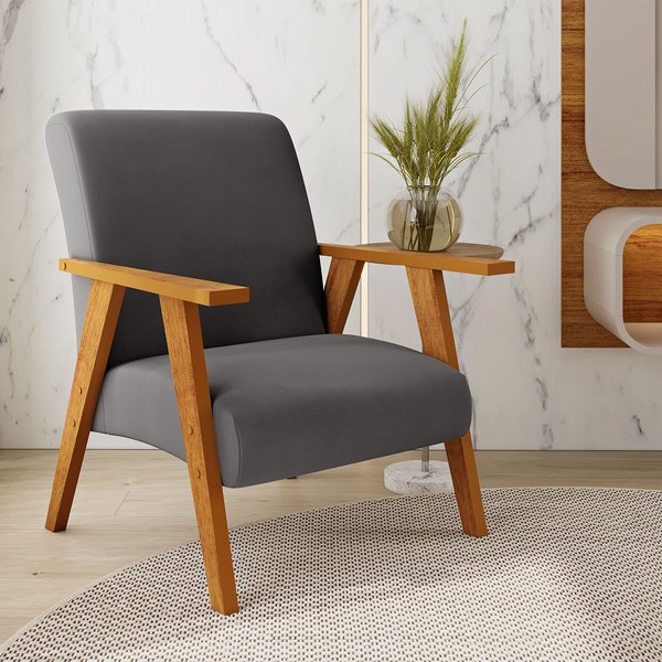 Poltrona Avilla Veludo Mel//Grafite - Vian