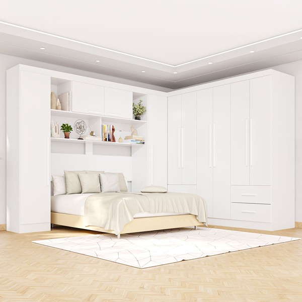 Guarda-Roupa Casal Modulado Andorra 10 Portas 4 Gavetas Branco - Pnr Móveis