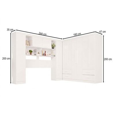 Guarda-Roupa Casal Modulado Andorra 10 Portas 4 Gavetas Branco - Pnr Móveis