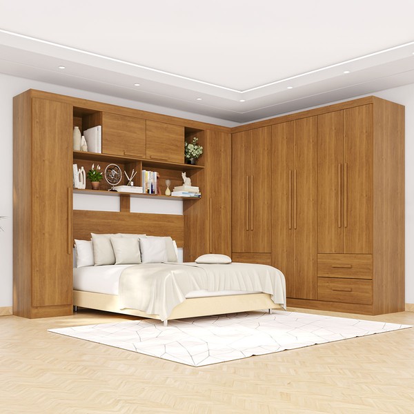 Guarda-Roupa Casal Modulado Andorra 10 Portas 4 Gavetas Cinamomo - Pnr Móveis