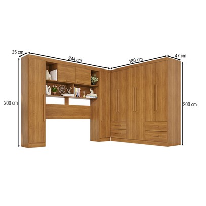 Guarda-Roupa Casal Modulado Andorra 10 Portas 4 Gavetas Cinamomo - Pnr Móveis