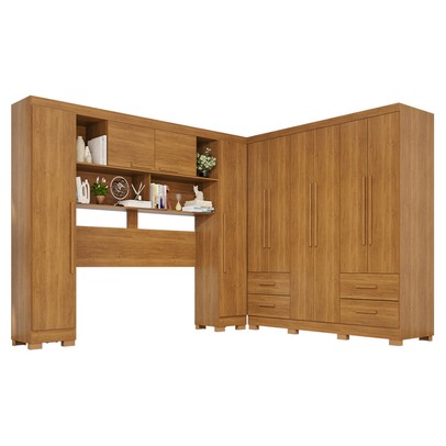 Guarda-Roupa Casal Modulado Andorra 10 Portas 4 Gavetas com Pés Cinamomo - Pnr Móveis