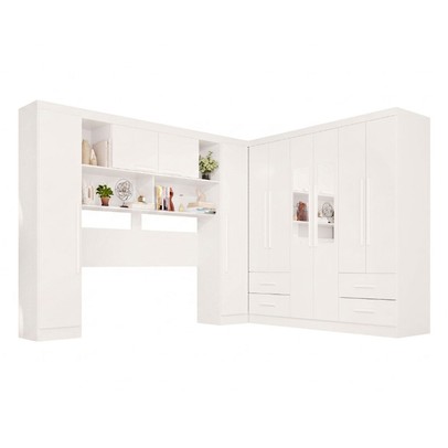 Guarda-Roupa Casal Modulado Andorra 10 Portas 4 Gavetas com Espelho Branco - Pnr Móveis