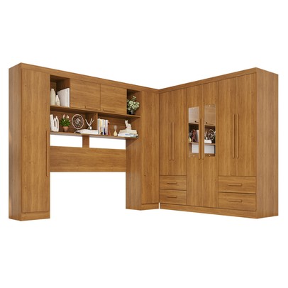 Guarda-Roupa Casal Modulado Andorra 10 Portas 4 Gavetas com Espelho Cinamomo - Pnr Móveis