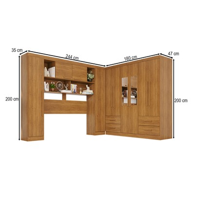 Guarda-Roupa Casal Modulado Andorra 10 Portas 4 Gavetas com Espelho Cinamomo - Pnr Móveis