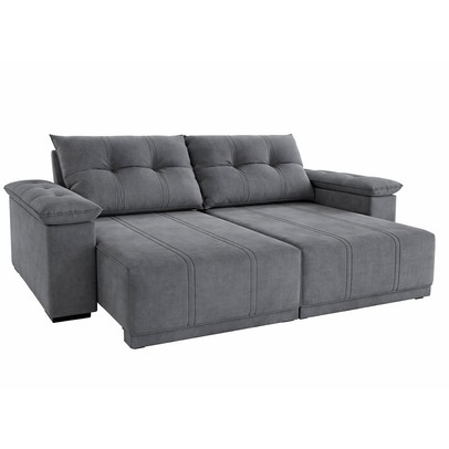 Sofá 4 Lugares Ferraro Retrátil e Reclinável Veludo Grafite - Vian