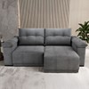 Sofá 3 Lugares Ferraro Retrátil e Reclinável Veludo Grafite - Vian