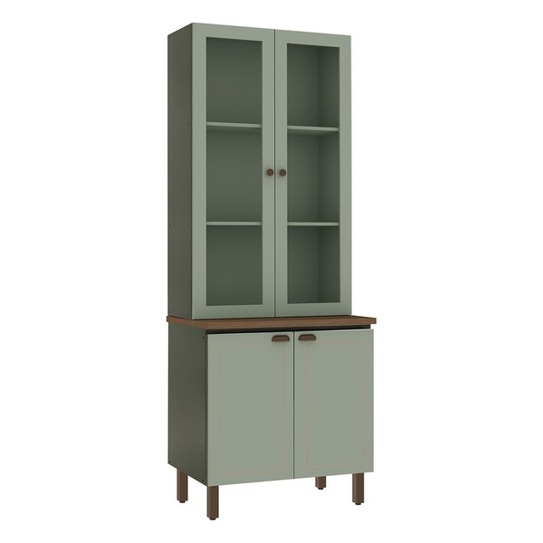 Cristaleira Conecta Frizz 3 Portas 100% Mdf com Vidro Mint - Geniaflex