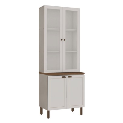 Cristaleira Conecta Frizz 3 Portas 100% Mdf com Vidro Branco - Geniaflex