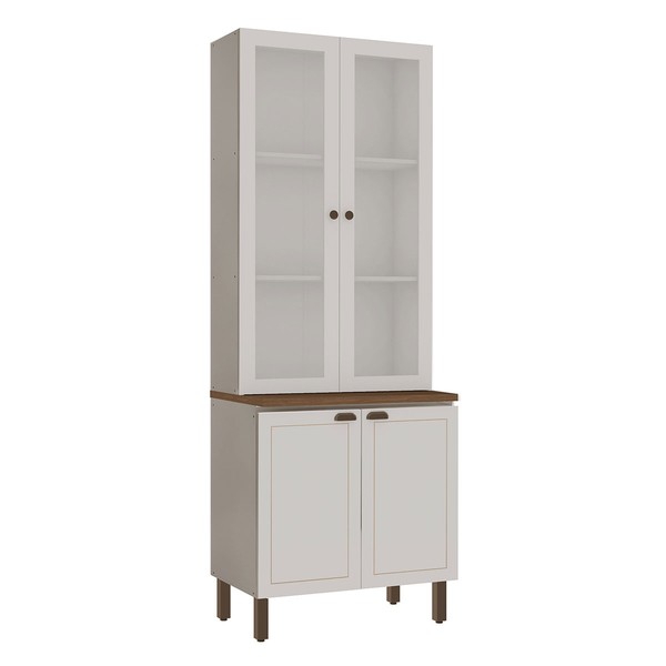 Cristaleira Conecta Frizz 3 Portas 100% Mdf com Vidro Branco - Geniaflex