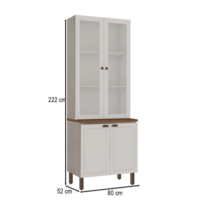 Cristaleira Conecta Frizz 3 Portas 100% Mdf com Vidro Branco - Geniaflex