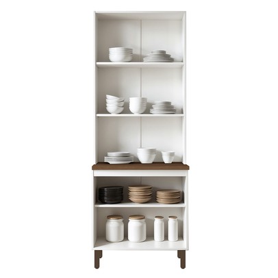 Cristaleira Conecta Frizz 3 Portas 100% Mdf com Vidro Branco - Geniaflex