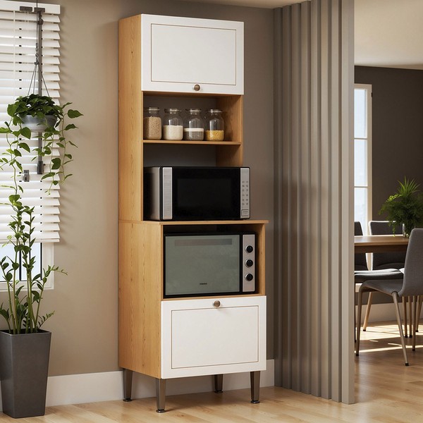 Torre Quente Essência Frizz 2 Portas 100% Mdf Cinamomo/Branco - Geniaflex