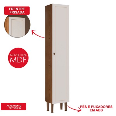 Paneleiro Essência Frizz 1 Porta 100% Mdf Cinamomo/Branco - Geniaflex