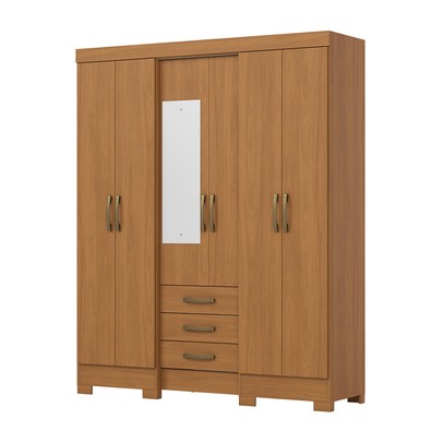 Guarda-Roupa Casal 6 Portas 3 Gavetas Cinamomo B23 - Briz