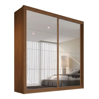 Guarda-Roupa Casal Mali 2 Portas 3 Gavetas 100% Mdf com Espelho 19200 Castanho/Off White - Europa Móveis