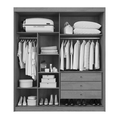 Guarda-Roupa Casal Mali 2 Portas 3 Gavetas 100% Mdf com Espelho 19200 Castanho/Off White - Europa Móveis