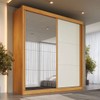 Guarda-Roupa Casal Mali 2 Portas 3 Gavetas 100% Mdf com Espelho Peroba/Off White - Europa Móveis