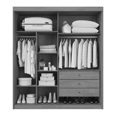 Guarda-Roupa Casal Mali 2 Portas 3 Gavetas 100% Mdf com Espelho Off White/Peroba - Europa Móveis