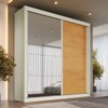 Guarda-Roupa Casal Mali 2 Portas 3 Gavetas 100% Mdf com Espelho Off White/Peroba - Europa Móveis