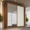 Guarda-Roupa Casal Mali 2 Portas 3 Gavetas 100% Mdf com Espelho Castanho/Off White - Europa Móveis