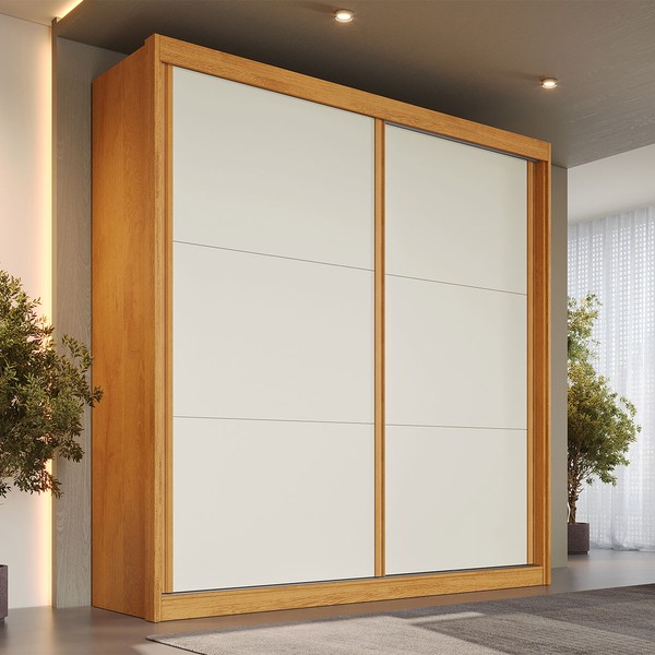 Guarda-Roupa Casal Mali 2 Portas 3 Gavetas 100% Mdf Peroba/Off White - Europa Móveis