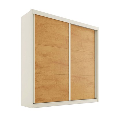 Guarda-Roupa Casal Mali 2 Portas 3 Gavetas 100% Mdf Off White/Peroba - Europa Móveis