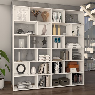 Estante para Livros Podcast 10 Prateleiras Branco - Panorama Móveis