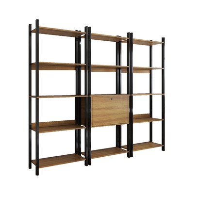 Estante para Livros Industrial 1 Porta 13 Prateleiras Mel/Preto - Panorama Móveis